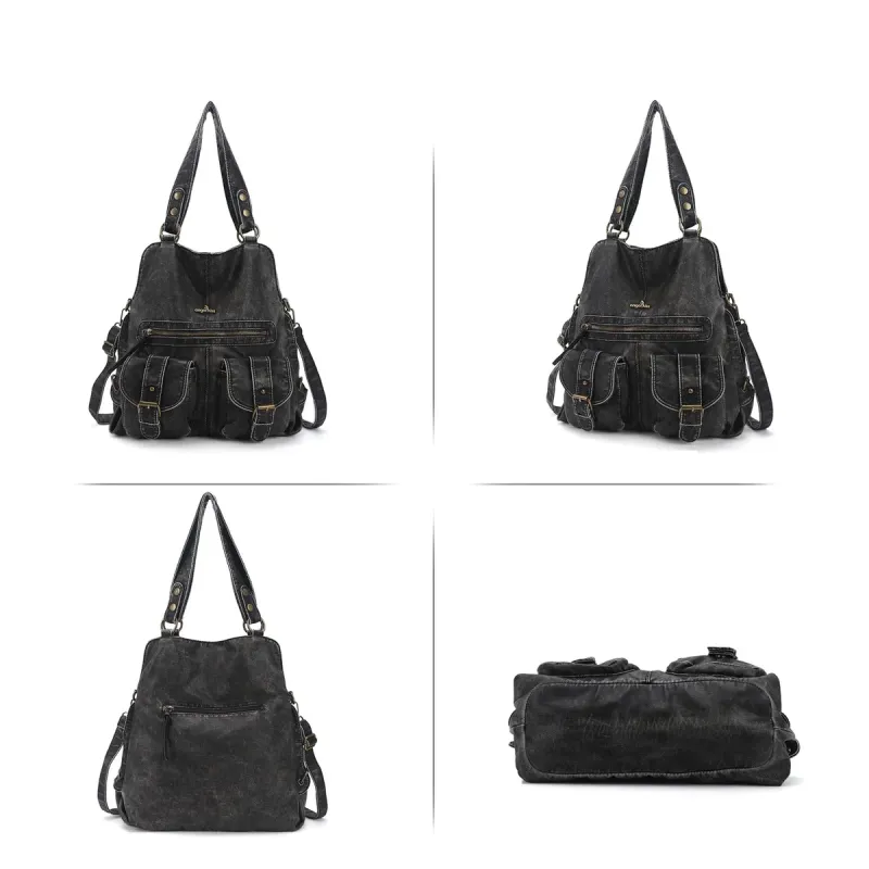 Angel kiss Shoulder Bag Fashion Women's Handbag Vintage PU Satchel Top-Handle Dumpling Shape Multi-Pockets Fashion Crossbody Bag