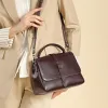 Burminsa Cowhide Genuine Leather Shoulder Bags For Women 2026 Luxury Designer Wide Strap Crossbody Satchel Work Ladies Handbags