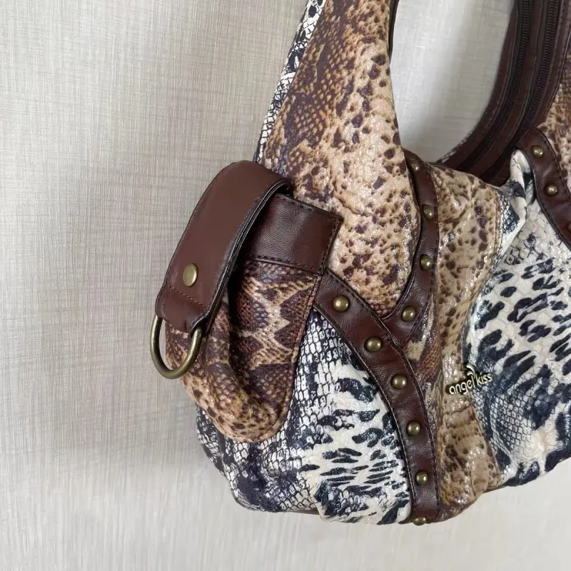 Vintage Women's Shoulder Bag Large Fashion Leopard Print Top-Handle Satchel Dumpling Tote Hobos Handbags