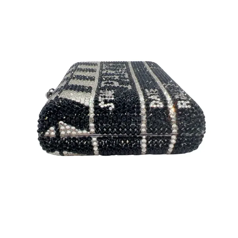Luxury Diamond Hard Metal Clutch Handbag Crystal Evening Bag with Full Letter Embellishment for Wedding Party Ladies Clutch