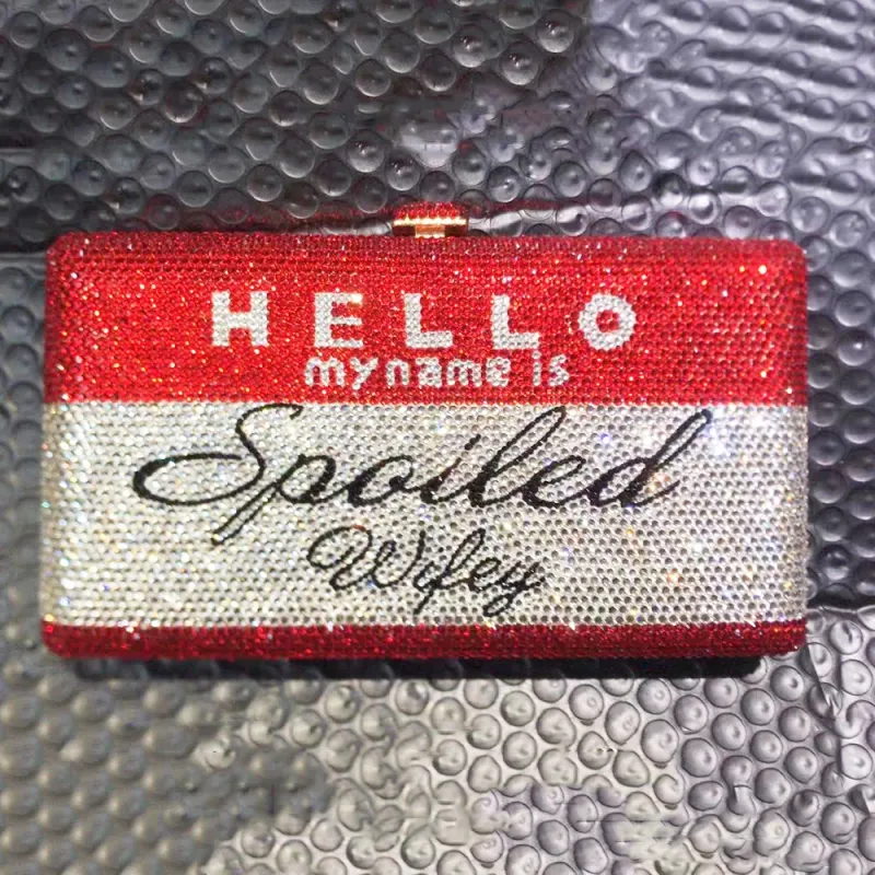 New HELLO Diamond Crystal Women Evening Bags Customizable Letter Wedding Purse Luxury Bridal Dinner Clutches Lady Party Clutch