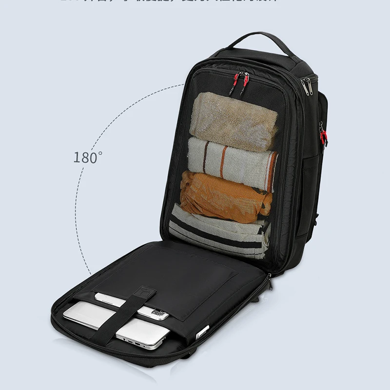 Large capacity, expandable capacity, vacuum backpack for airplane travel, college students' shoulders, 17-inch computer bag