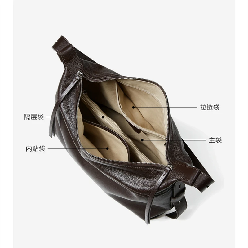 Burminsa Cowhide Genuine Leather Soft Hobo Shoulder Bags For Women 2026 Luxury Designer Crossbody Shopper Work Ladies Handbags