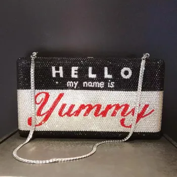 New HELLO Diamond Crystal Women Evening Bags Customizable Letter Wedding Purse Luxury Bridal Dinner Clutches Lady Party Clutch