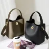 Burminsa Cowhide Genuine Leather Bucket Tote Handbags For Women 2026 Luxury Designer Top Handle Ladies Shoulder Crossbody Bags