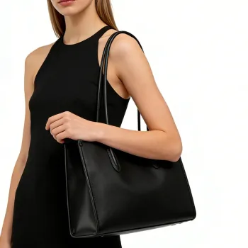 BURMINSA Luxury Genuine Leather Tote Bags For Women Elegant Cowhide Business Commuter Handbags Large Capacity Work Shoulder Bags