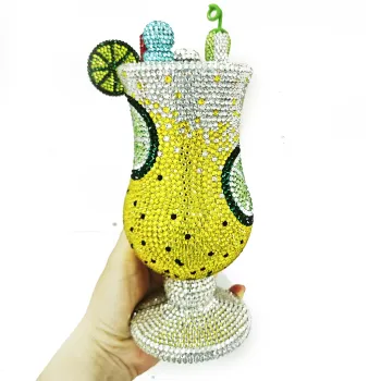 Cocktail Purses Cup Rhinestone Evening Bags Luxury WHTUOHENG Gorgeous Crystal Metal Purses Diamond Handbags Wedding Party Bags