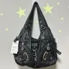 Angel kiss Women Handbags Fashion Shoulder Bag Large Black Tote Top-handle Shopping Pack Multiple Pockets Satchel Lady Purse