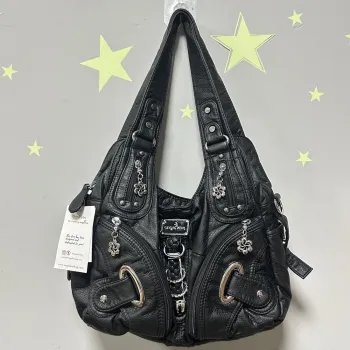 Angel kiss Women Handbags Fashion Shoulder Bag Large Black Tote Top-handle Shopping Pack Multiple Pockets Satchel Lady Purse