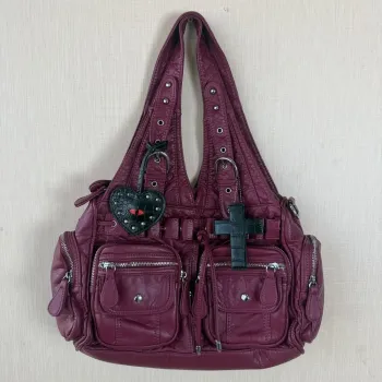 Vintage Bag Women Wine Handbags Satchel Top-handle Handbag PU Shoulder Bag Fashion Dumpling Pack Multi-pockets Shoulder Bags