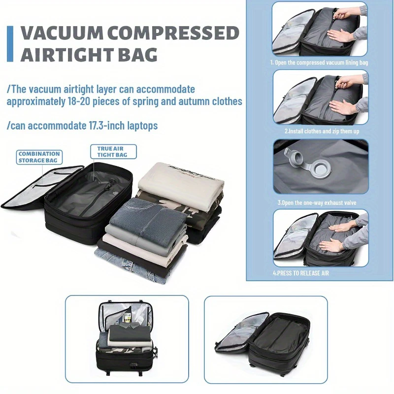 Vacpack Backpack, 60l Expandable Backpack With Vacuum Compression, Waterproof And Anti-theft Vacuum