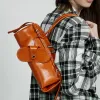 BURMINSA Luxury Genuine Leather Underarm Shoulder Bags For Women Retro Designer Cowhide Boston Tote Purse Office Ladies Handbags