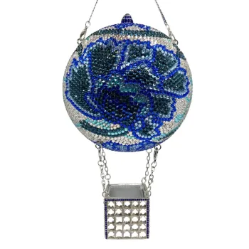 Women Diamongs Bag Balloon National Style Peony Flower Clutch Crystal Party Clutches Purses WHTUOHEND High-End Stones Handbags