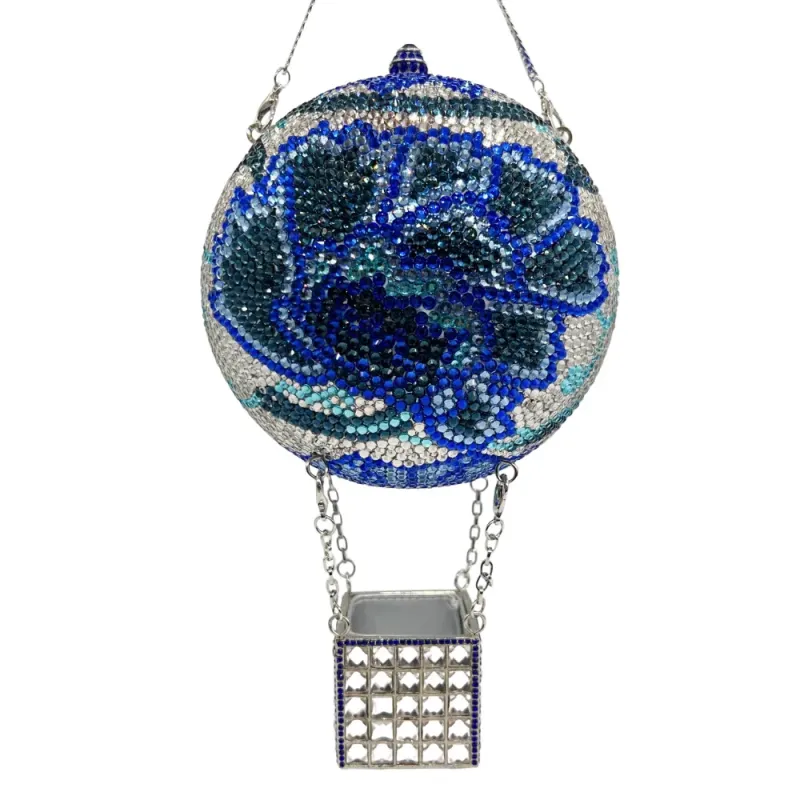 Women Diamongs Bag Balloon National Style Peony Flower Clutch Crystal Party Clutches Purses WHTUOHEND High-End Stones Handbags