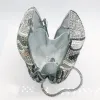 WHTUOHENG Diamond Owl Evening Bag Purse Women's Luxury Crystal Wedding Purse Gold/White Rhinestone Party Prom Handbag Minaudiere