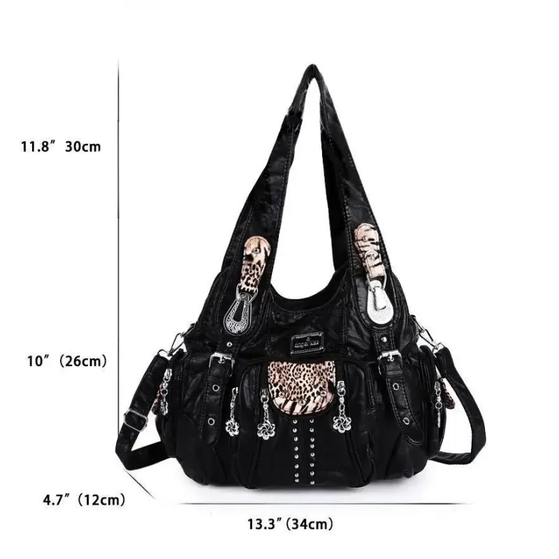 Vintage Women Fashion Handbags Large Shoulder Bags PU Leopard Handbag Satchel Big-capacity Shoulder Bag Phane Purse bolsa