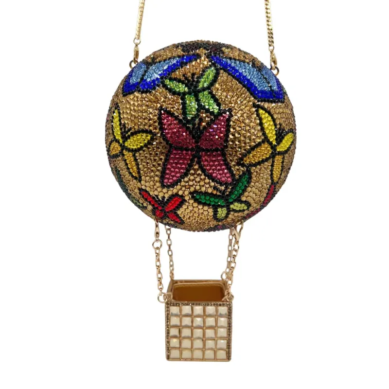 Butterfly Hot Air Balloon Diamond Wedding Party Purses Crystal Evening Bag Clutch Women Rhinestone Purses Lady Handbags Female