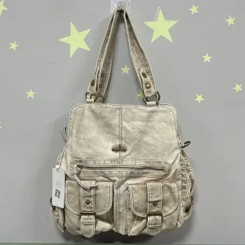 Angel kiss Shoulder Bag Fashion Women's Handbag Vintage PU Satchel Top-Handle Dumpling Shape Multi-Pockets Fashion Crossbody Bag