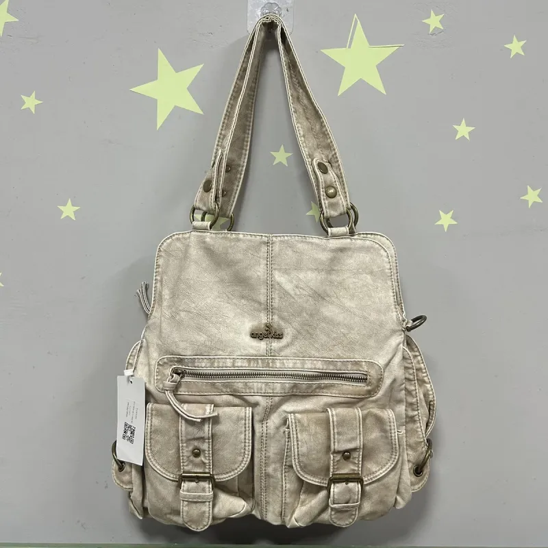 Angel kiss Shoulder Bag Fashion Women's Handbag Vintage PU Satchel Top-Handle Dumpling Shape Multi-Pockets Fashion Crossbody Bag