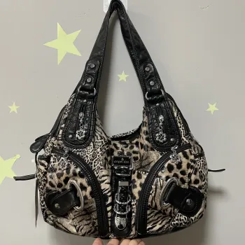 Vintage Women Handbags Fashion Leopard Shoulder Bag Top-handle Handbag Satchel Dumpling Shoulder Bag Tote Hobos Large Purse