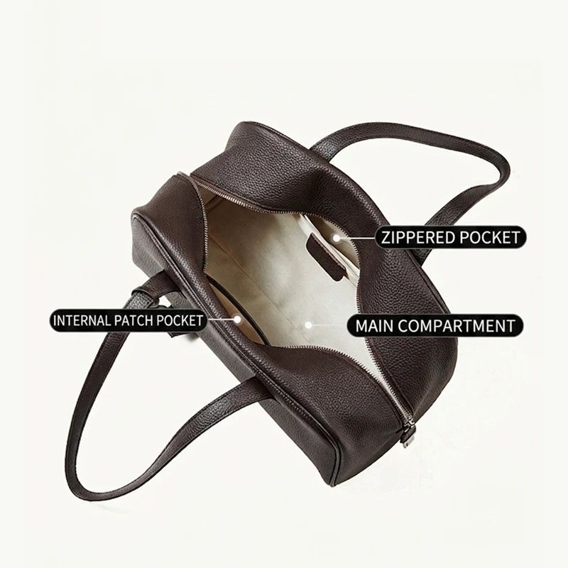 BURMINSA Luxury Genuine Leather Boston Shoulder Bags For Women 2026 Elegant Designer Satchel Tote Purse Office Underarm Handbags
