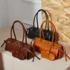 BURMINSA Luxury Genuine Leather Underarm Shoulder Bags For Women Retro Designer Cowhide Boston Tote Purse Office Ladies Handbags
