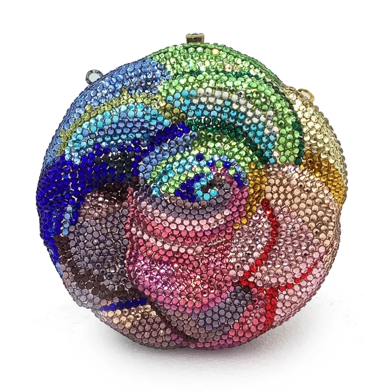 WHTUOHENG Floral Crystal Evening Bags Luxury Diamonds Women Clutch Bags Green/Blue Flower Wedding Purse Formal Dinner Clutches